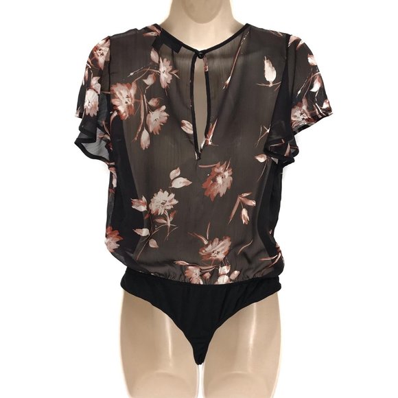 NWOT Ash & Violet Floral Chiffon Bodysuit S - Picture 2 of 5